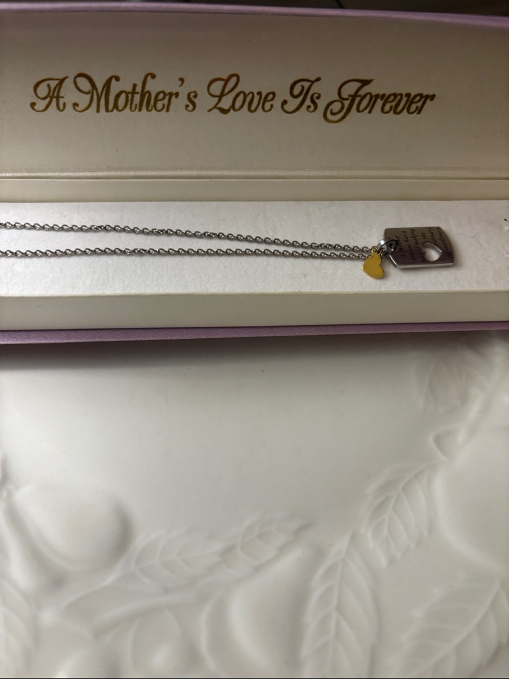 Mother's Love Silver Necklace with Yellow Heart Charm